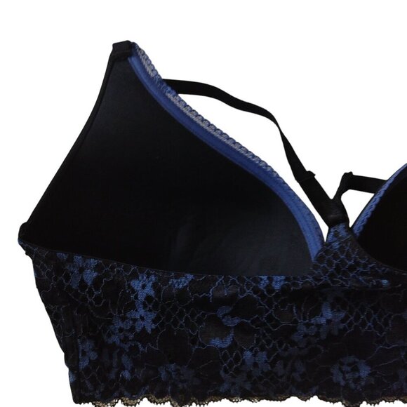 Adore Me Women's Size 34DD Black Blue Lace Pullover Padded Bra Wireless - Picture 4 of 5